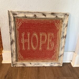 Rustic Red 'Hope' Framed Wall Art